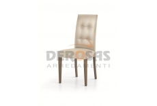 Sedia in legno rivestita in ecopelle beige